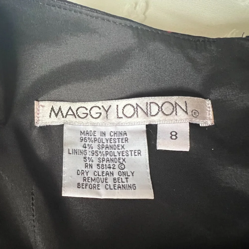 Maggy London Sleeveless Red and Black Satin Dress SIZE 8 - Picture 10 of 16